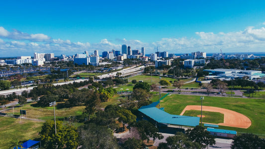 Aerial view of downtown Tampa Florida skyline in the Tampa Bay region featured in coverage of the ChatGPT Florida bias study