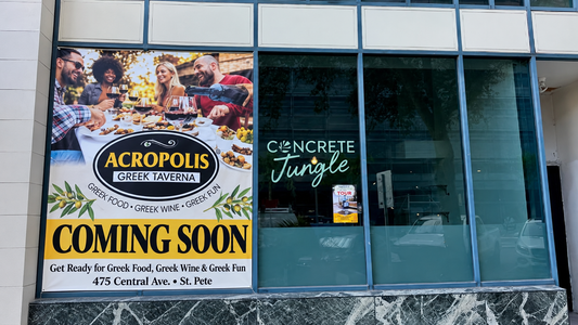 Acropolis Greek Taverna announces its return to downtown St. Pete at 475 Central Avenue, bringing Greek dining, live entertainment, and a new underground cocktail lounge to the former Concrete Jungle location.