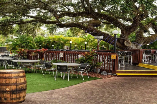 Motorworks Brewing beer garden in Bradenton, Florida, before the brewery closure and musician payment disputes surfaced